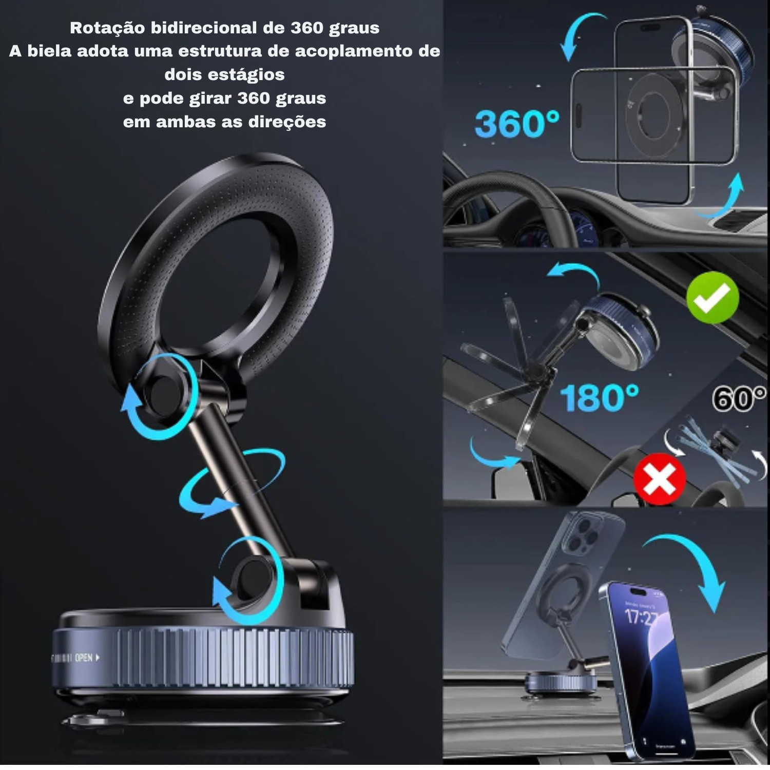Suporte para celular magnético e portátil - OFERTA VERÃO